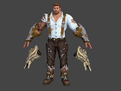 Male Fantasy Character With Biological Arm Decorations And Claw Weapons 3d model