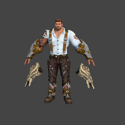 Male Fantasy Character With Biological Arm Decorations And Claw Weapons 3d model