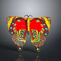 Vibrant Butterfly Shaped Decorative Living Accessory With Hand Painted Facial Patterns