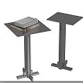 Modern Stainless Steel Side Tables with Square Top Sleek Metal Legs and Stack of Books