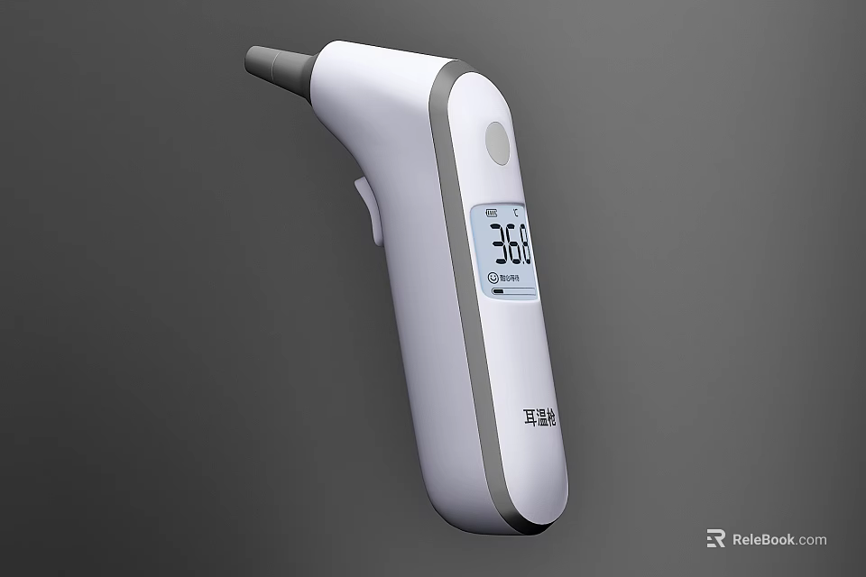 White Digital Ear Infrared Thermometer With Clear Temperature Display And Quick Measurement 3d model 