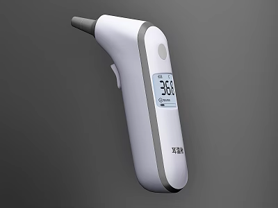 White Digital Ear Infrared Thermometer With Clear Temperature Display And Quick Measurement 3d model