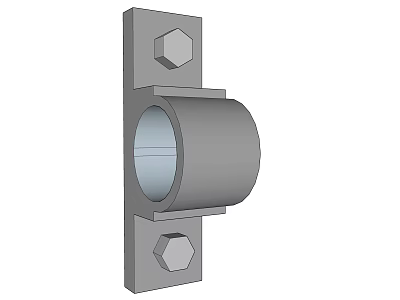 Gray Mechanical Bracket With Hexagonal Bolt Holes And Circular Mounting Hole 3d model