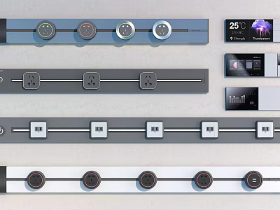 Modern Switch Panels With Sleek Design Multiple Sockets And Control Buttons 3d model