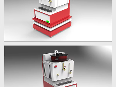 Red And White Commercial Equipment With Multi Layer Structure And Control Buttons 3d model