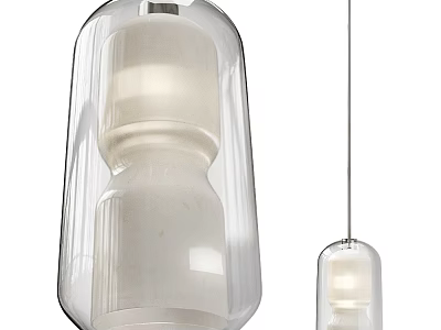 Modern Minimalist Pendant Lights With Transparent Glass Cover White Lampshade And Different Sizes Hanging 3d model