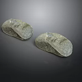 Two Abstract Stone Carved Sculptures With Textured Surface On Dark Background 3d model