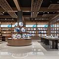 Modern Tableware Store Interior With Displayed Plates Bowls Cabinets Bright Lighting And Wooden Tables