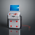 Modern Equipment Unit With Blue Screen Display Control Panel Red Dots And Red Cable 3d model