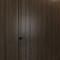 Modern Wooden Hinged Doors With Various Wood Grain Colors And Black Handles