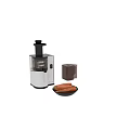 Stainless Steel Electric Juicer With Fresh Carrots And Storage Container