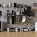 Various Headphones And Speakers Collection With Modern Designs And Mounting Styles