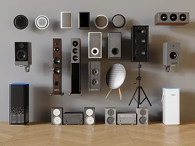 Various Headphones And Speakers Collection With Modern Designs And Mounting Styles 3d model