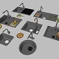 Black Kitchen Sinks In Different Styles With Faucets Drainboards And Fruits Vegetables