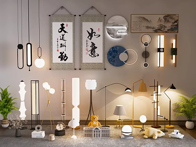Lamps Combination Floor Lamp Table Lamp Wall-mounted Lamp Special-shaped Lamp Decorative Ornaments Wall Decorations Soft Pendant 3d model