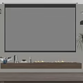 Modern Projection Monitoring System Indoor Setup With Projector Screen And Surveillance Cameras