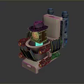 Mechanical Toilet Robot Structure Featuring Black Hat Clock Mechanical Arms And Lights