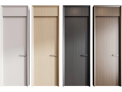 Modern Flush Doors in Various Colors and Wood Grain Finishes for Home Interior 3d model