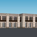Modern Commercial Complex Exterior With Light Facade Dark Window Frames And Balconies 3d model