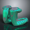 Modern Computer Case With Green LED Lighting Sleek Modular Structure And Hi Tech Design Elements
