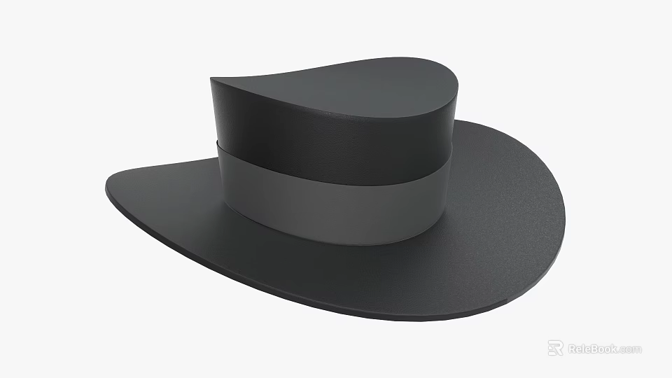 Stylish Black Wide Brim Hat With Classic Design And Modern Elegant Style 3d model 