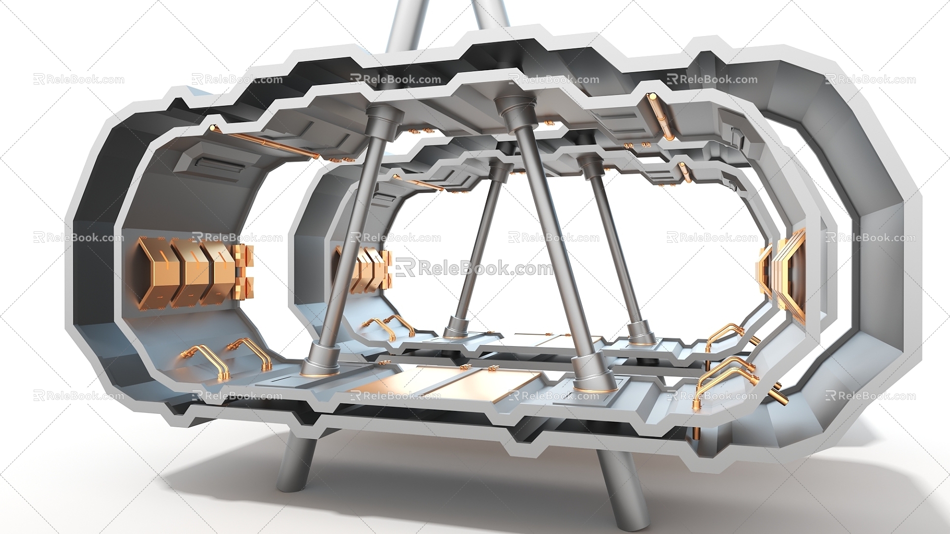 Wall channel sci-fi channel hard surface modeling high-tech industrial parts 3d model