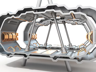 Wall channel sci-fi channel hard surface modeling high-tech industrial parts 3d model
