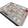 Mall Store Layout With Organized Shelves Display Tables And Product Displays