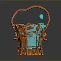 Orange Woven Bucket With Metal Rings And Blue Interior Design