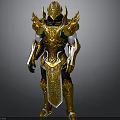 Golden Mythical Armor With Intricate Winged Details And Ornate Patterns