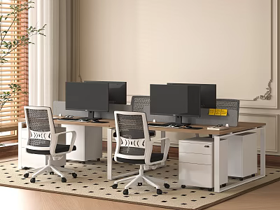 modern office desk and chair 3d model