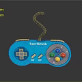 Blue Super Nintendo Game Controller With Retro Design And Colorful Buttons