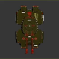 Green Armored Tank Design With Red Details Multiple Cannons And Number 800011