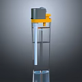 Transparent Cylindrical Device With Yellow Gray Top And White Tube Inside