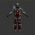 Sci-Fi Mechanical Robot With Red White Armor Helmet And Mechanical Arms 3d model