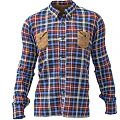 Stylish Men's Plaid Shirt With Elbow Patches And Brown Pants Outfit