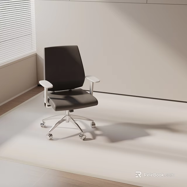 Modern Black Office Chair With White Armrests Silver Base And Sleek Design 3d model 