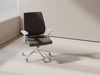 Modern Black Office Chair With White Armrests Silver Base And Sleek Design 3d model