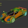 Orange and Black Sports Car with Sleek Aerodynamic Design Rear Spoiler and Sporty Exterior
