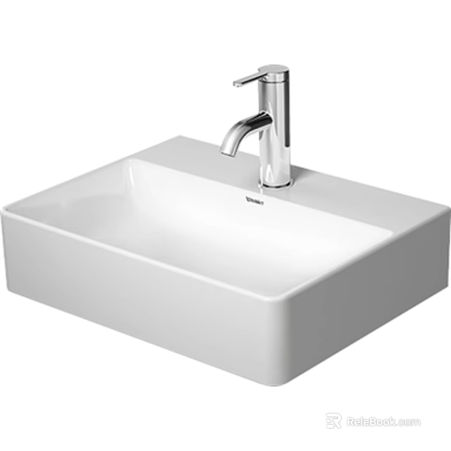 Modern White Countertop Washbasin With Sleek Chrome Faucet And Minimalist Design 3d model 