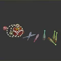 Weapons Display Featuring Crossed Knives Wooden Handled Red Grenades And Red Blue Throwing Balls
