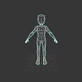 White Male 3D Model Figure Standing On Black Background With Minimalist Design