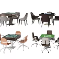 Modern Mahjong Table and Chair Mahjong Table 3d model