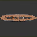 Vintage Warship Model With Black Red Hull Masts And Detailed Design