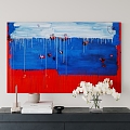 Abstract blue red decorative painting 3d model