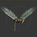 Mythical Armored Warrior With Large Green Wings And Gold Armor Holding Sword And Shield