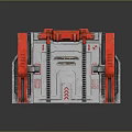3D Model Industrial Red Gray Mechanical Control Panel With Green Indicator Light And Symbols