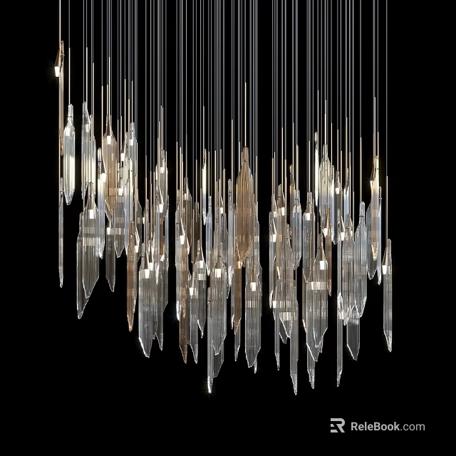 Stunning Modern Crystal Chandelier Featuring Long Transparent Drops And Soft Lighting 3d model 
