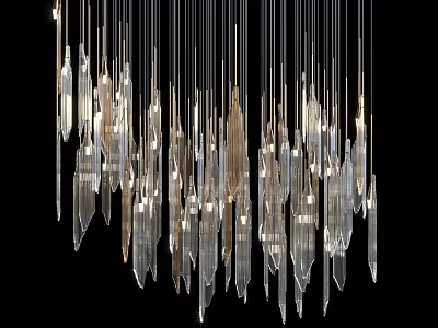Stunning Modern Crystal Chandelier Featuring Long Transparent Drops And Soft Lighting 3d model