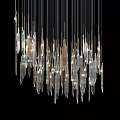 Stunning Modern Crystal Chandelier Featuring Long Transparent Drops And Soft Lighting
